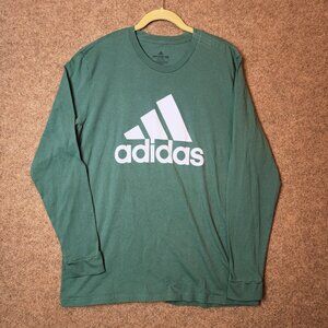 Adidas Amplifier Long Sleeve Men T-Shirt Green/White Logo X-Large Casual Cotton